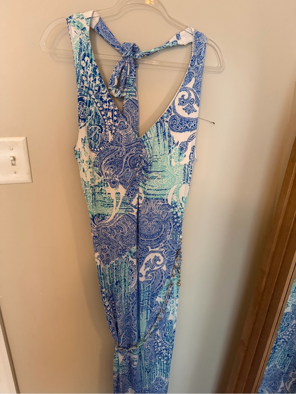 Cache Blue and Aqua Paisley Maxi Dress